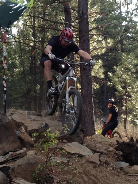 Mountain biker on a forest trail