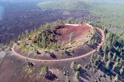 Lava Butte cinder cone with volcanic landscape